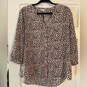 Maurice’s Leopard Print V Neck Button Top